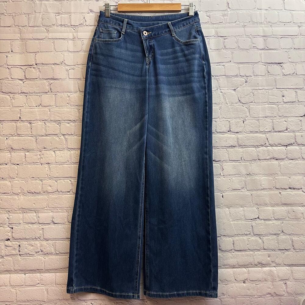 Halara Flex Asymmetric Waist Wide Leg Casual Jeans Dark Wash XS TALL